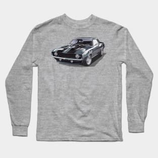 Chevy Camaro Muscle Car 1969 Steel Grey Long Sleeve T-Shirt